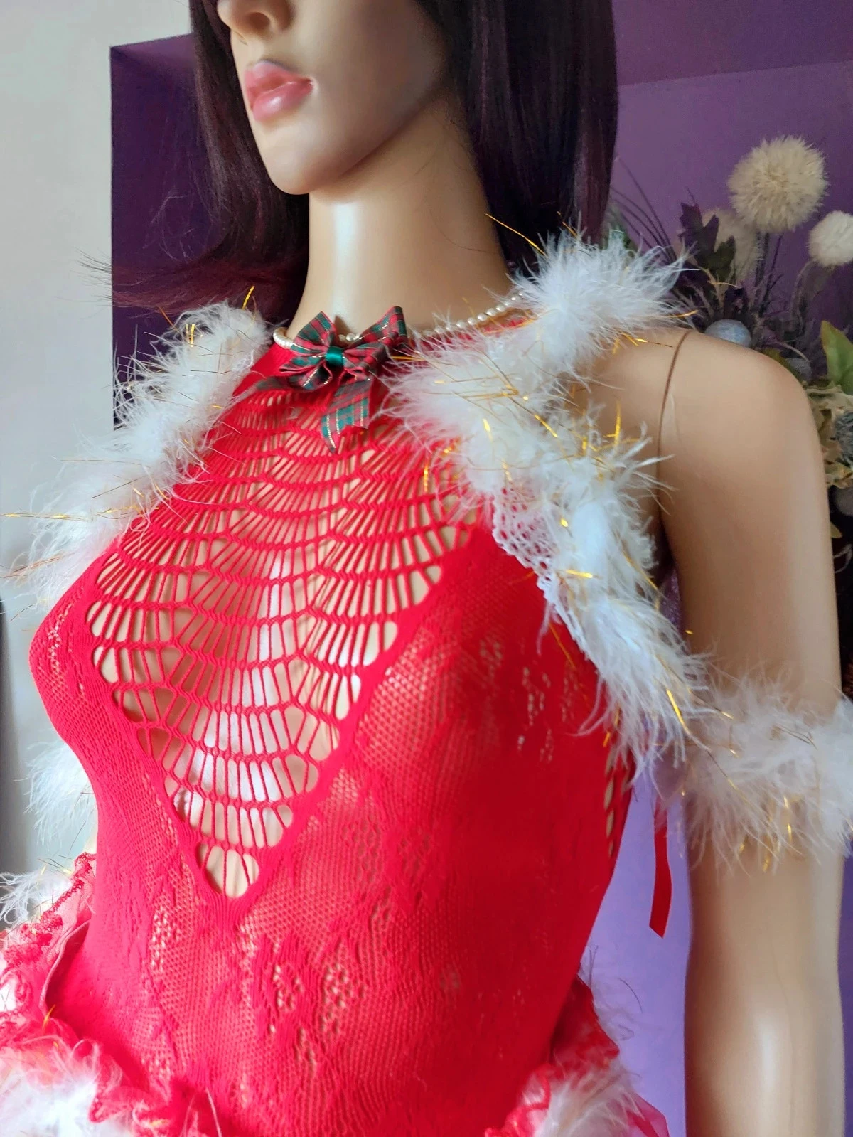 Conjunto de 5 peças de Natal com visual de menina do Papai Noel sexy – Tamanho único – photo 9